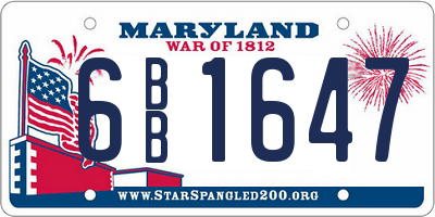 MD license plate 6BB1647