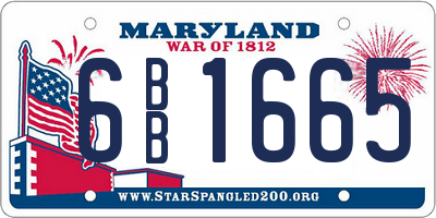 MD license plate 6BB1665