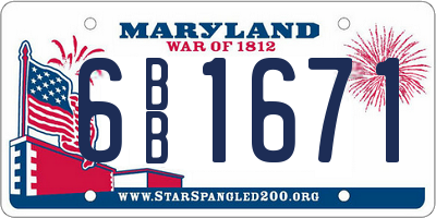 MD license plate 6BB1671