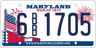 MD license plate 6BB1705
