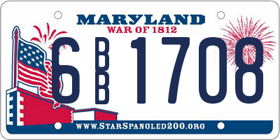 MD license plate 6BB1708