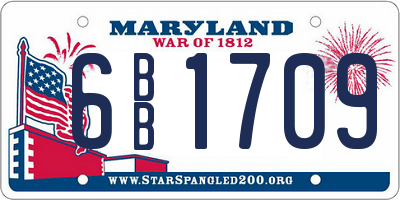 MD license plate 6BB1709