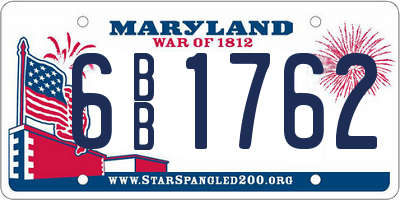 MD license plate 6BB1762