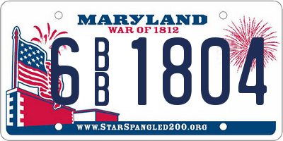 MD license plate 6BB1804
