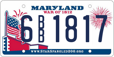 MD license plate 6BB1817