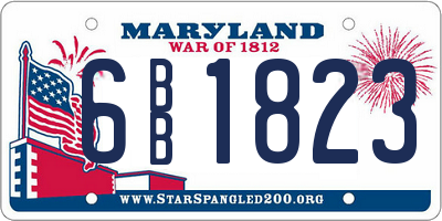 MD license plate 6BB1823