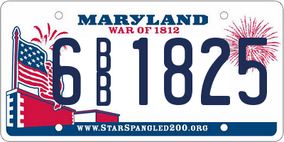 MD license plate 6BB1825