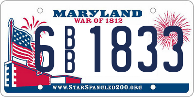 MD license plate 6BB1833