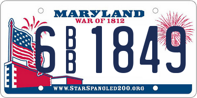 MD license plate 6BB1849