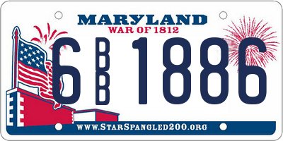 MD license plate 6BB1886