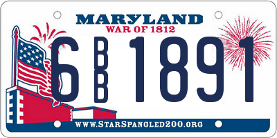MD license plate 6BB1891