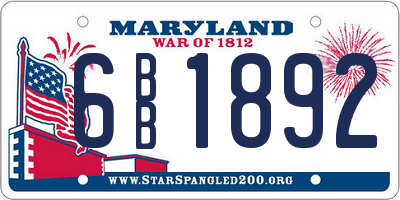 MD license plate 6BB1892