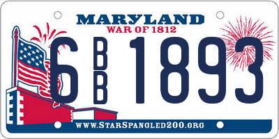 MD license plate 6BB1893