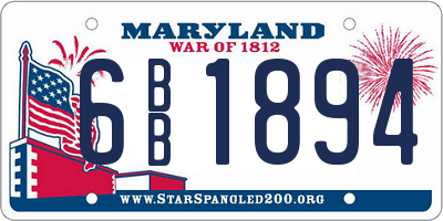 MD license plate 6BB1894