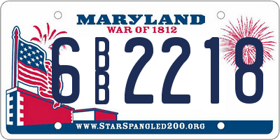 MD license plate 6BB2218