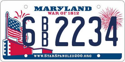 MD license plate 6BB2234