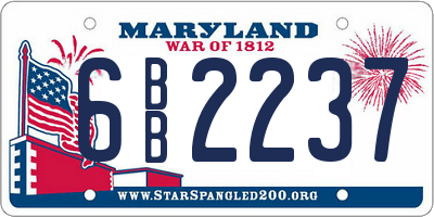 MD license plate 6BB2237