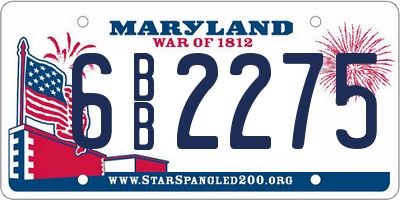 MD license plate 6BB2275