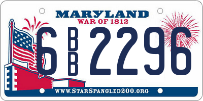 MD license plate 6BB2296