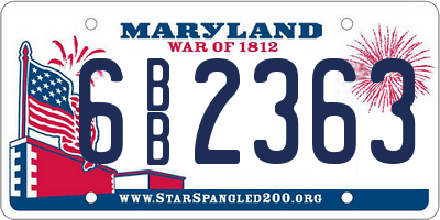MD license plate 6BB2363