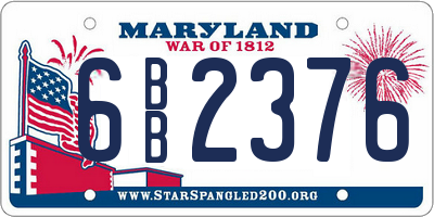 MD license plate 6BB2376