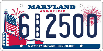 MD license plate 6BB2500