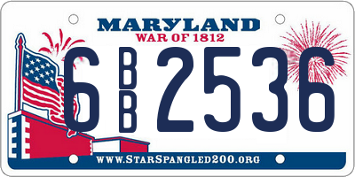 MD license plate 6BB2536