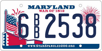 MD license plate 6BB2538