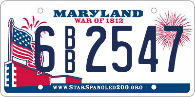 MD license plate 6BB2547