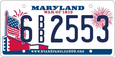 MD license plate 6BB2553