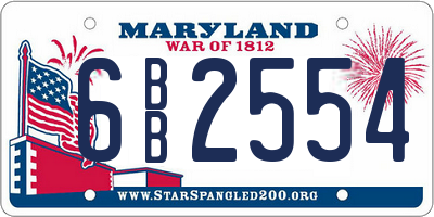 MD license plate 6BB2554