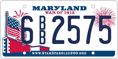 MD license plate 6BB2575