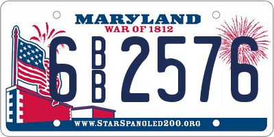 MD license plate 6BB2576