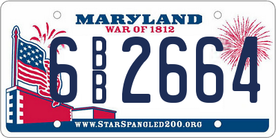 MD license plate 6BB2664
