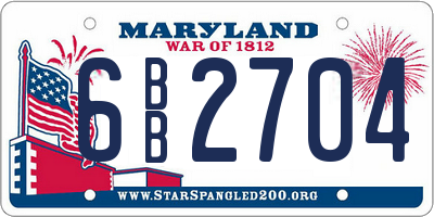 MD license plate 6BB2704