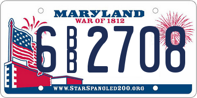 MD license plate 6BB2708
