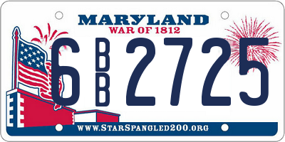 MD license plate 6BB2725