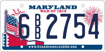 MD license plate 6BB2754