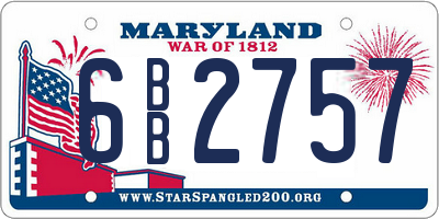 MD license plate 6BB2757