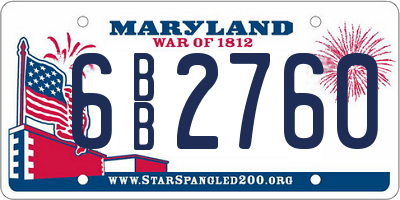 MD license plate 6BB2760