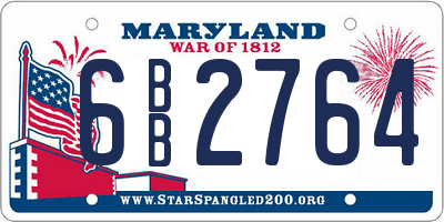 MD license plate 6BB2764