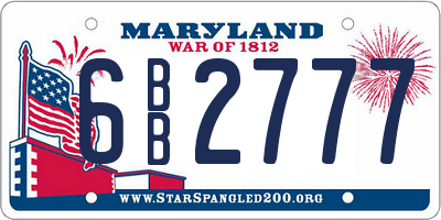 MD license plate 6BB2777