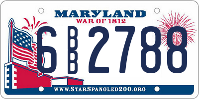 MD license plate 6BB2788