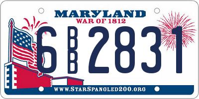 MD license plate 6BB2831
