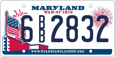 MD license plate 6BB2832