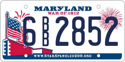 MD license plate 6BB2852