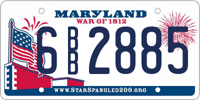 MD license plate 6BB2885