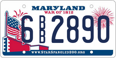 MD license plate 6BB2890
