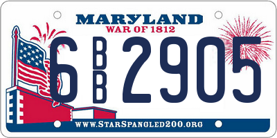 MD license plate 6BB2905