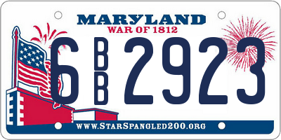 MD license plate 6BB2923